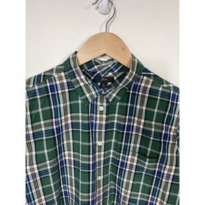J. Crew Men's Green and Blue Plaid Shirt